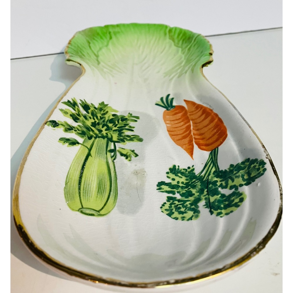 Unbranded Spoon Rest Kitchen Unisex OS White Excellent Vintage Vegetable Ceramic